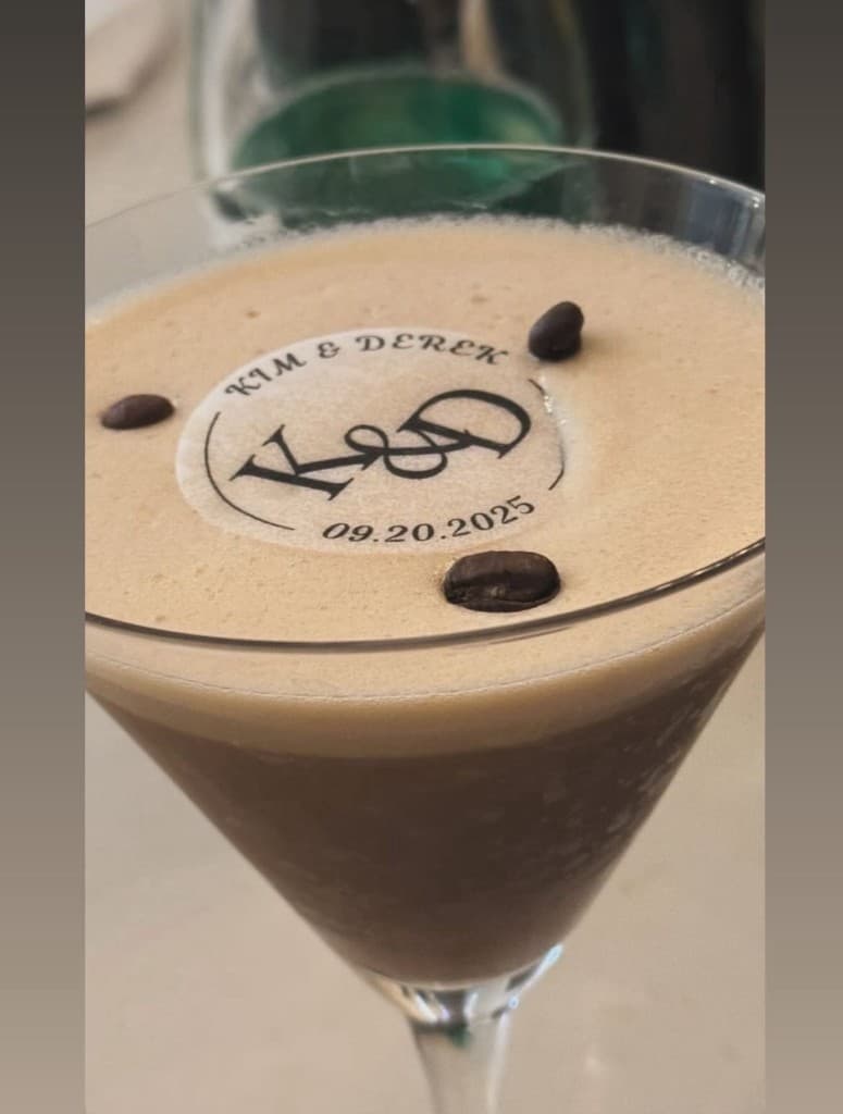 Espresso martini with monogram foam art