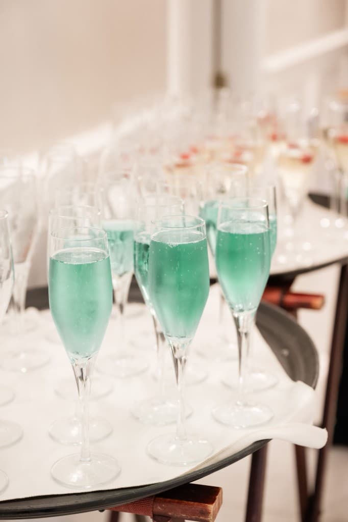 Teal champagne flutes