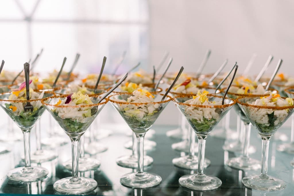 Ceviche served in martini glasses