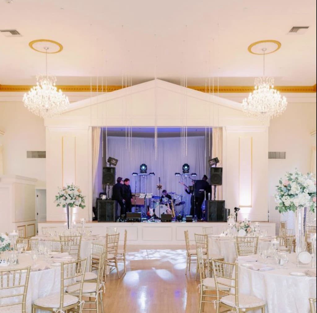 Live band performing on stage at reception