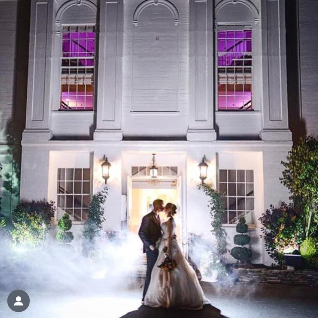 Couple kiss with fog and purple lights